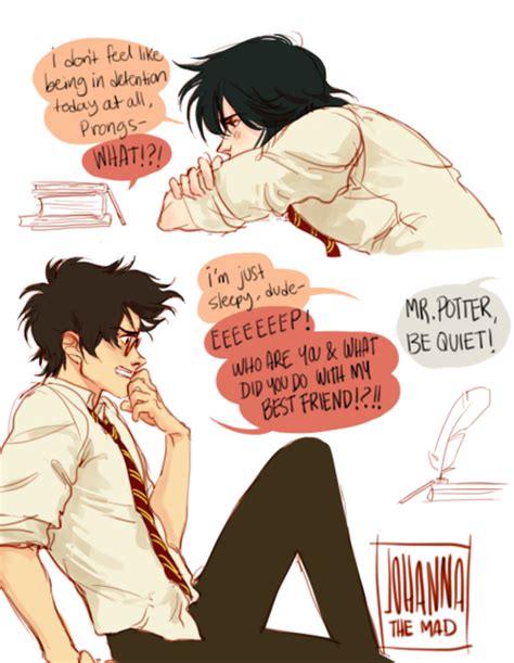 James Potter And Sirius Black In Detention By Johannathemad Harry Potter Comics Harry Potter