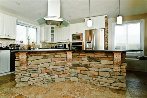 20 Beautiful Brick And Stone Kitchen Island Designs