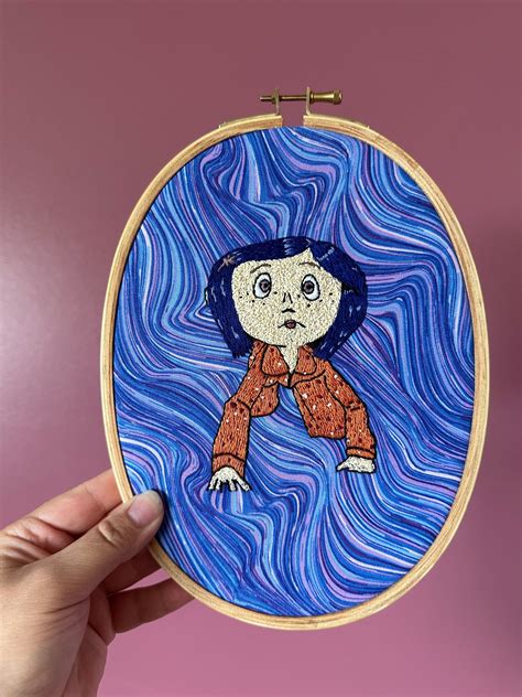 Coraline Embroidery Hoop Coraline Jones Finished Coraline Etsy