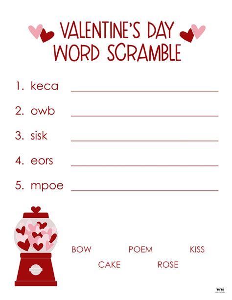 Valentine S Day Word Scrambles Free Pages Printabulls