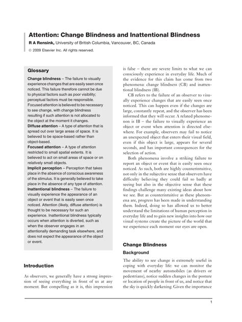 (PDF) Attention : Change Blindness and Inattentional Blindness