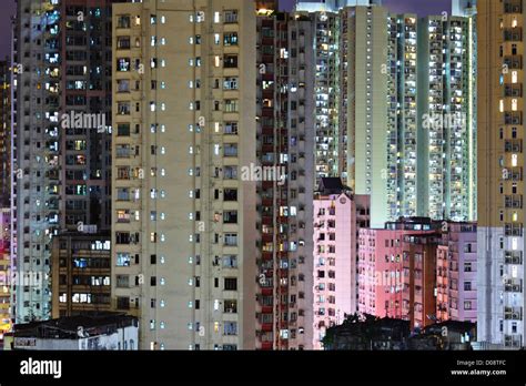 apartment building at night Stock Photo - Alamy