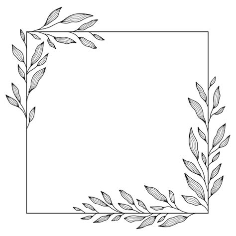 Cadre Minimal Avec Silhouette De Feuilles De Gravure éléments