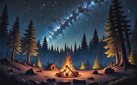 Premium Ai Image Campfire Surrounded By Silhouettes Of Trees