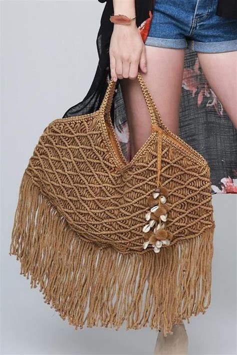 Macrame Canvas Boho Shoulder Bag Etsy Boho Bag Crochet Bag