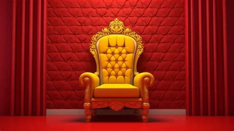 Exquisite Red Royal Chair Against A Stunning Red And Yellow Arabesque