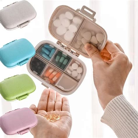 Mini Portable Pills Organizer Case Grids Pillbox Tablet Storage