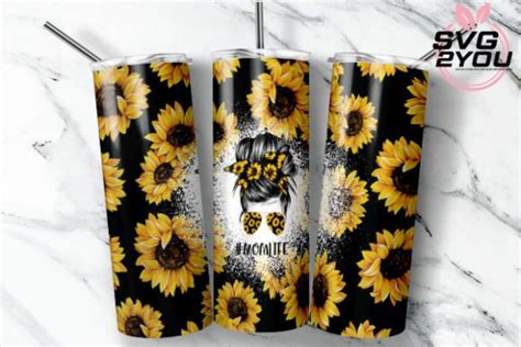 Sunflower Momlife 20 Oz Skinny Tumbler Graphic By Ormcreative