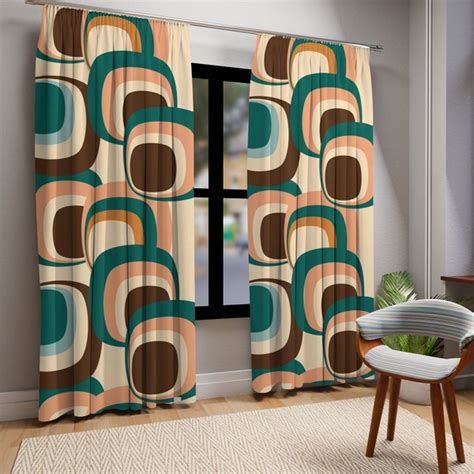 Mid Century Curtains Designs Etsy