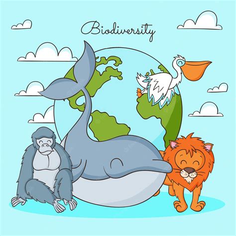 Ilustración De Biodiversidad Dibujada A Mano Vector Premium