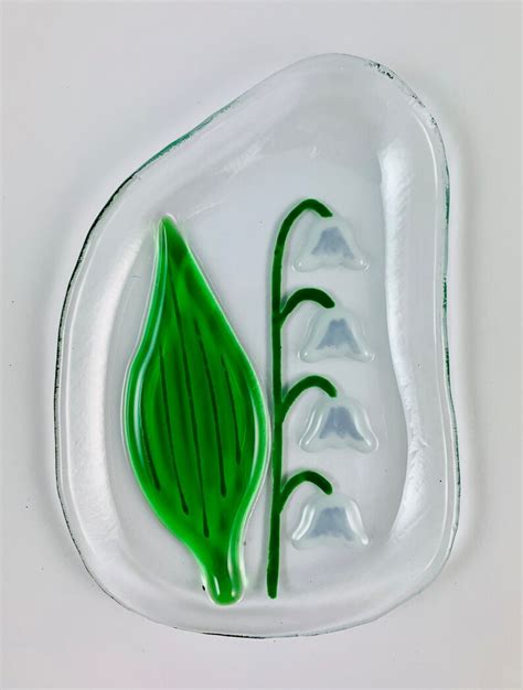 Lily Of The Valley Fused Glass Tea Bag Catcher Dish Etsy