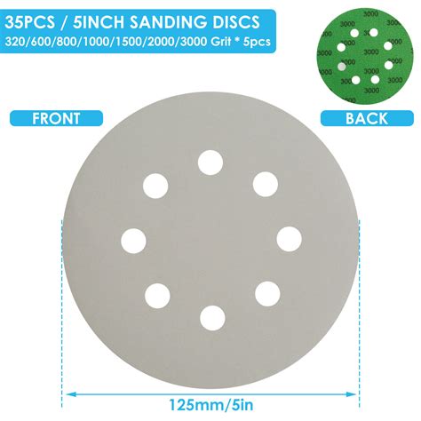 Pcs Sanding Disc Pads Holes Hook And Loop Sandpaper