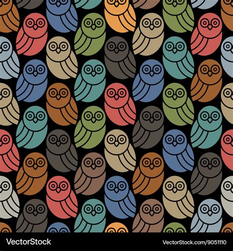 Seamless Pattern With Owls In Retro Colors Vector Image