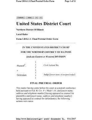 Fillable Online Final Pretrial Order Form Fax Email Print PdfFiller