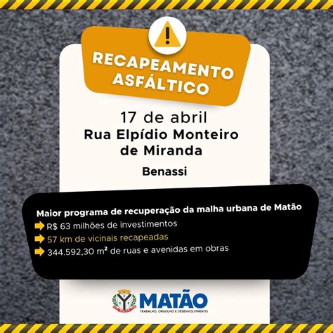 Os serviços avançam Portal da Prefeitura Municipal de Matão