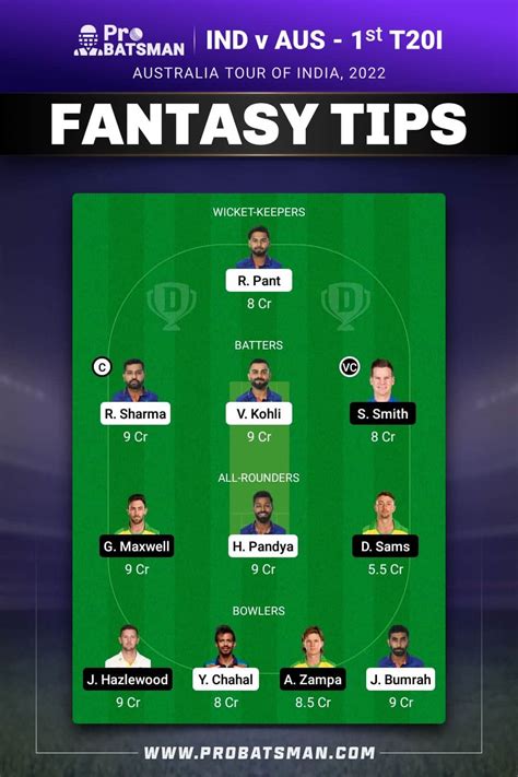 Ind Vs Aus Dream11 Prediction With Stats Pitch Report And Player Record