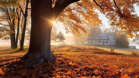 Premium Ai Image With The Arrival Of A Crisp Autumn Morning The World