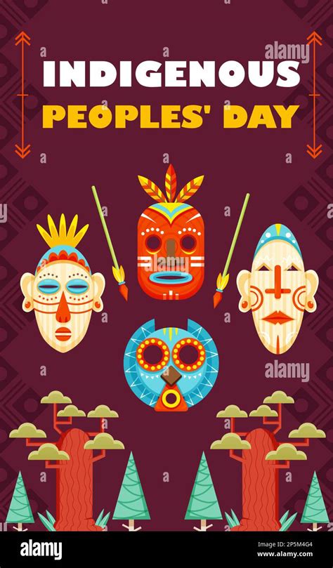 Indigenous Peoples Day, Masks of Indigenous People Stock Vector Image ...