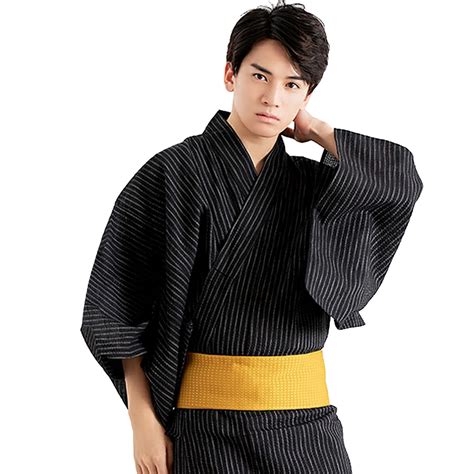 Yukata Kyoetsu Negro Con Rayas Kimonos Kioto