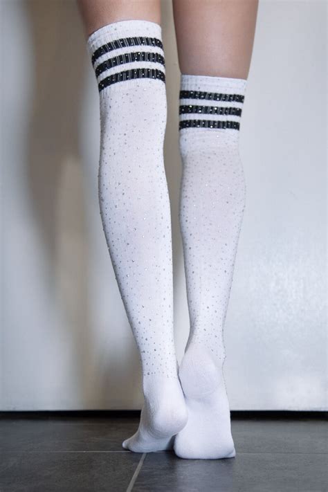 Thigh High Socks With Rhinestone Socks Modeled By Josie Fox Etsy