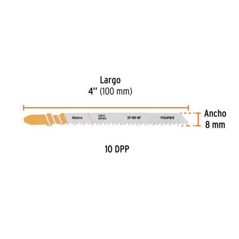 Seguetas T 10DPP X100mm BIM CortesRapido Madera 5Piezas Caladoras