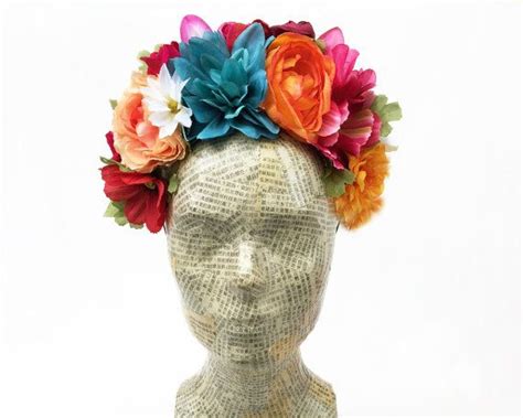 Frida Kahlo Flower Headpiece Dia De Los Muertos Flower Crown Mexican