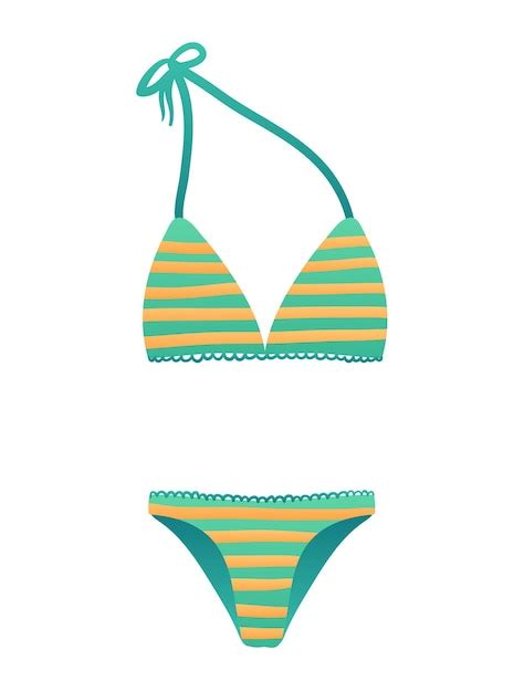 Premium Vector Striped Bikini Swimsuit With Halter Neck Top And