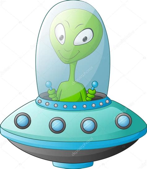 Linda Caricatura Alien Gena En La Nave Espacial Vector De Stock Por