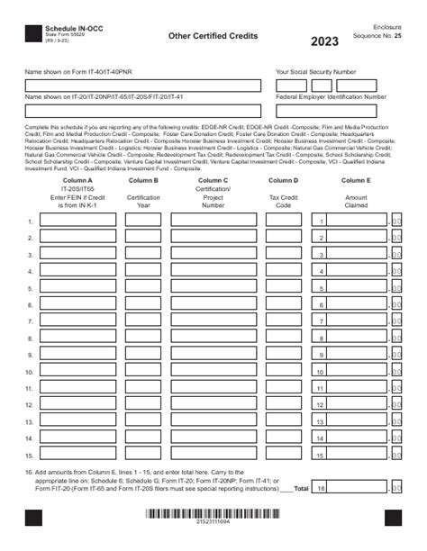 State Form 55629 Schedule In Occ Download Fillable Pdf Or Fill Online