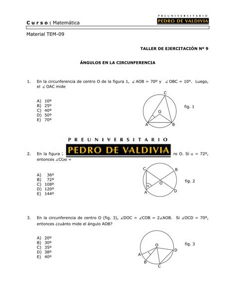 Pdf Taller Ejercitaci N N Ngulos En La Circunferencia Pdf