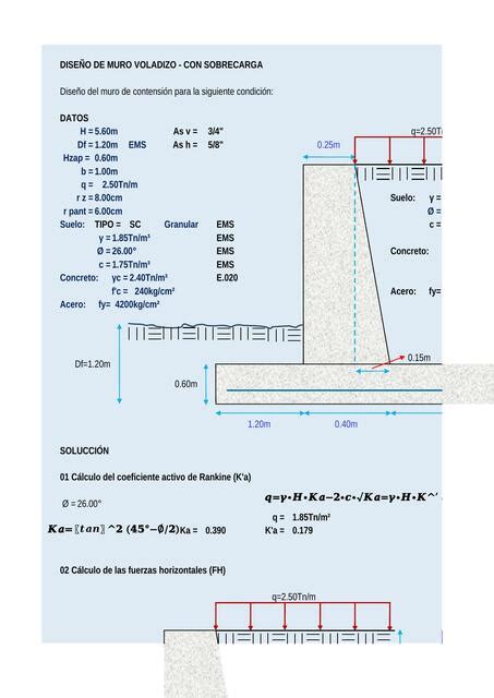 Excel De Siseño De Muro Voladizo 3ra Parte Recopilaciones De Ingenieria Udocz