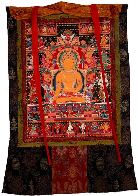 Tibetan Buddhist Dhyani Buddha Ratnasambhava With The Eight