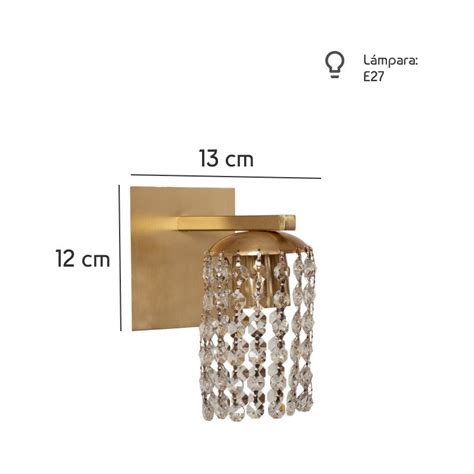 Luz Desing Aplique Lyon Luz Cairel Deco Cristal Dorado Apto Led