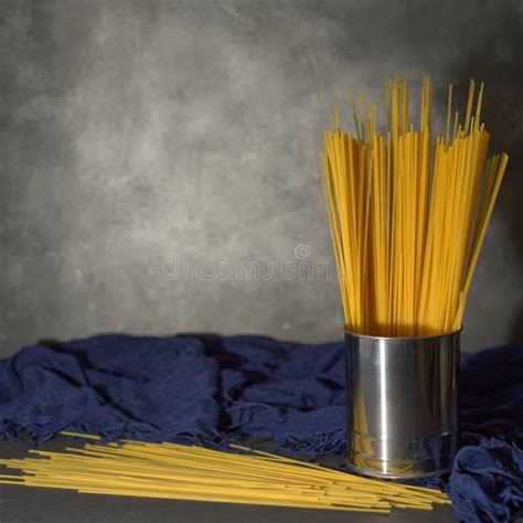 Spaghetti In Metal Container Stock Image Image Of Mockup Macaroni