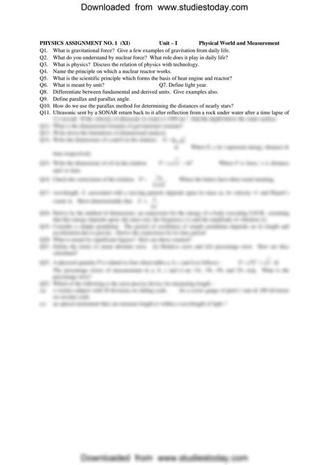 Solution Cbse Class 11 Physics Worksheet 1 Studypool