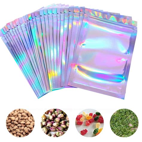 Pieces Resealable Smell Proof Bags Foil Ziplock Bags Size Flat