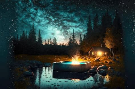 Premium Photo Relaxation At Evening In Nature By Outdoor Hot Tub