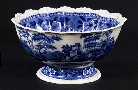 Large Spode S Tower Blue Pattern Earthenware Footed Bowl By Copeland