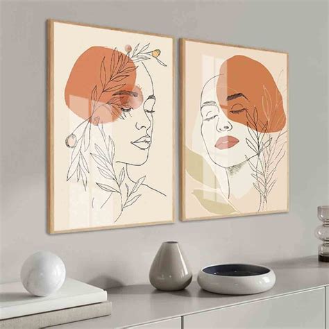 Quadro Decorativo Mulheres Tons Bege Nude Minimalista Moldura E Vidro Sala Quarto Shopee Brasil
