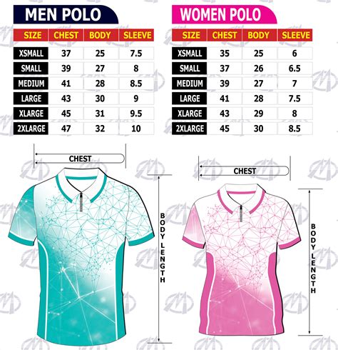 Polo Shirt Sizing Chart