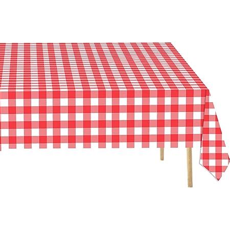 Amazon Sunepany Packs Red Gingham Tablecloth Disposable Red And