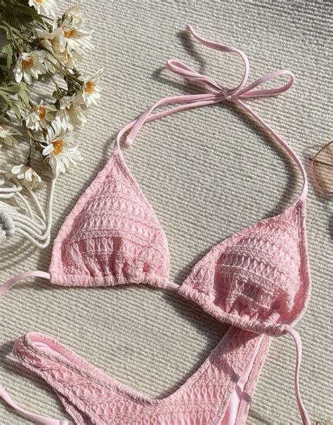 Halter Triangle Bikini Top Women S Fashion Swimwear Bikinis Swimsuits On Carousell