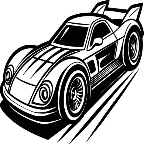 Race Car Silhouette On White Background Vehicle Linocut 45817492