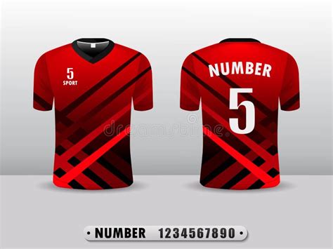 Molde Vermelho E Traseiro Do Projeto Do Esporte Do T Shirt Do Clube Do