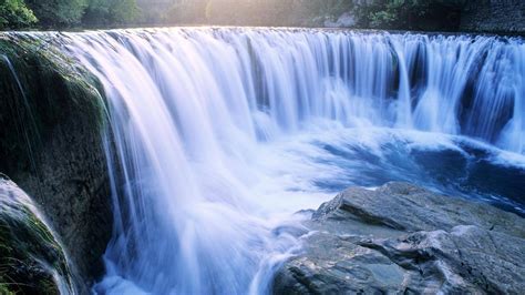 Wallpaper Air Terjun Alam Batu Aliran Anak Sungai Cepat