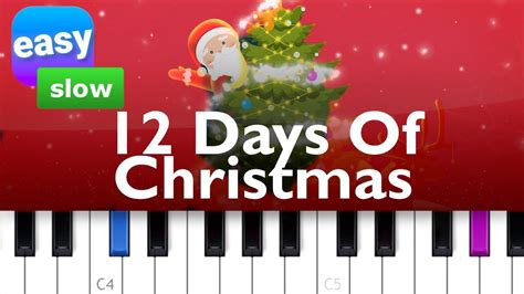 Christmas Carol 12 Days Of Christmas EASY SLOW PIANO TUTORIAL With