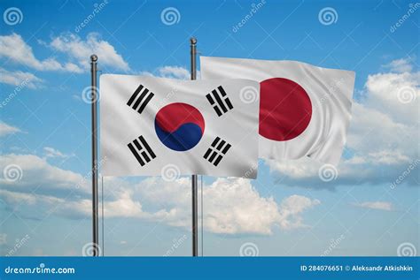 Japan and South Korea flag stock image. Image of coalition - 284076651