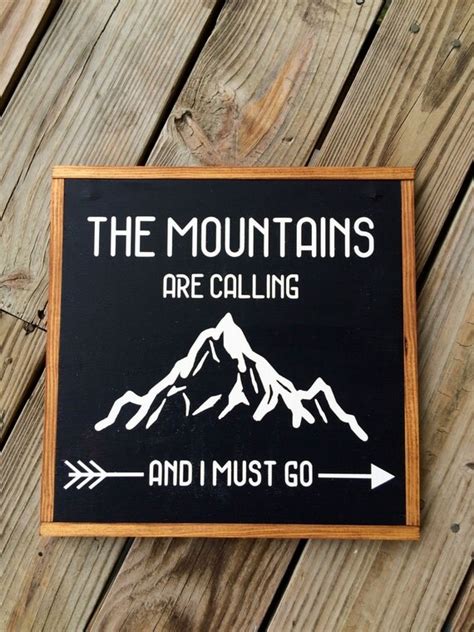 The Mountains Are Calling Wood Sign Wooden Sign Rustic