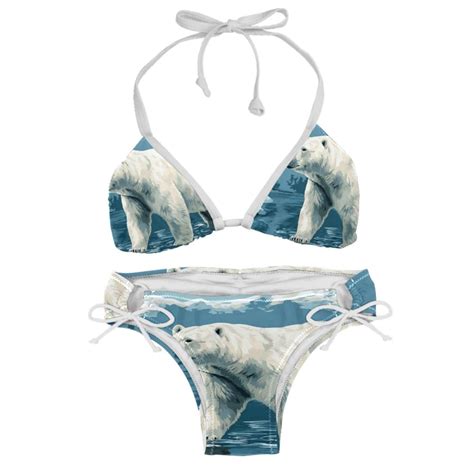 Polar Bear Detachable Sponge Adjustable Strap Bikini Set Two Pack Great For All Scenes One