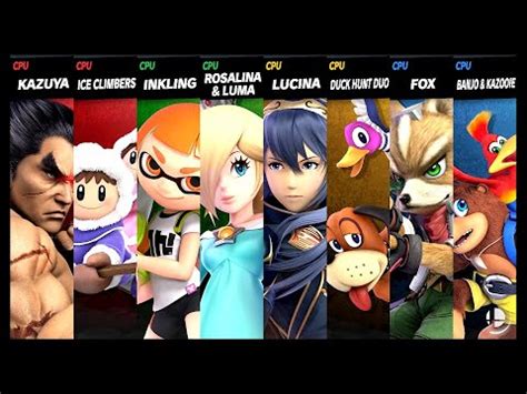 Kazuya And Ice Climbers VS Inkling Rosalina Luma VS Lucina Duck Hunt